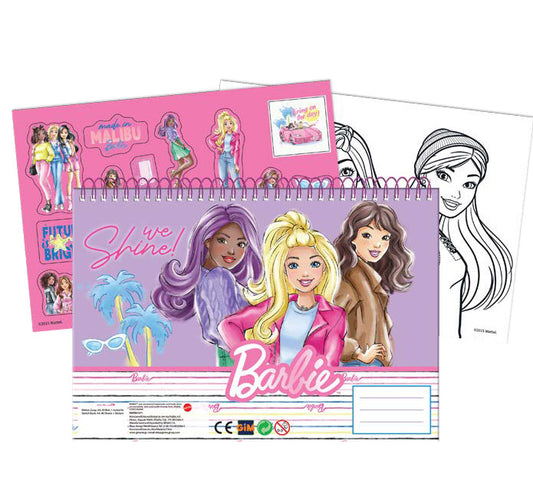 Barbie Paints A/4 spirālveida skicēšanas burtnīca ar 40 lappusēm un uzlīmēm