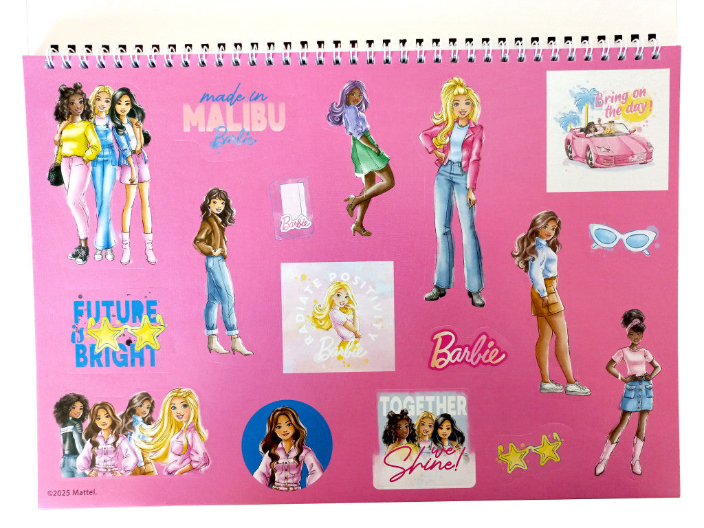 Barbie Paints A/4 spirālveida skicēšanas burtnīca ar 40 lappusēm un uzlīmēm