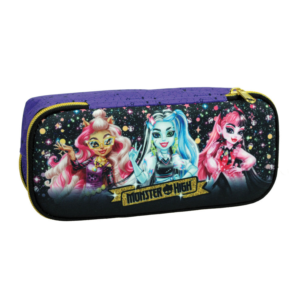 Monster High Crew zīmuļu maciņš ar 2 nodalījumiem, 26 cm