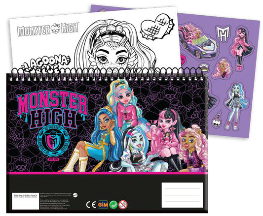 Monster High Crew A/4 spirālveida skicēšanas burtnīca ar 40 lapām un uzlīmēm