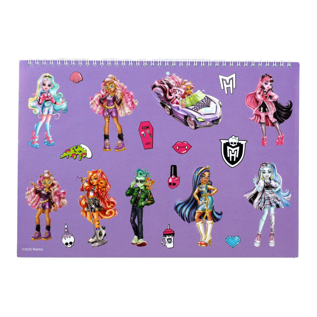 Monster High Crew A/4 spirālveida skicēšanas burtnīca ar 40 lapām un uzlīmēm