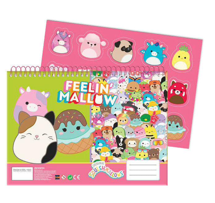 Squishmallows Feelin' A/4 spirālveida skicēšanas burtnīca ar 40 lapām un uzlīmi