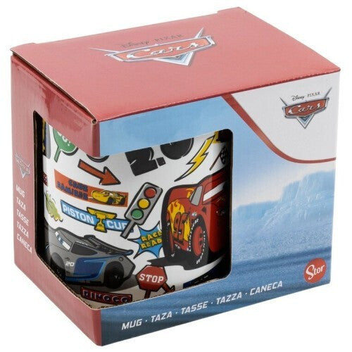 Disney Cars uzlīmju porcelāna krūze 325 ml dāvanu kastītē