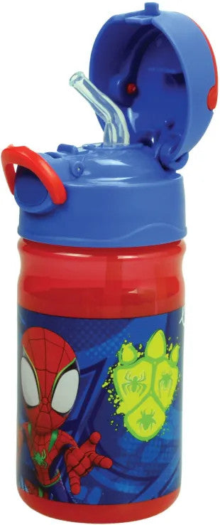 Zirnekļcilvēka un dinozaura tīmekļa plastmasas pudele ar āķi 350 ml