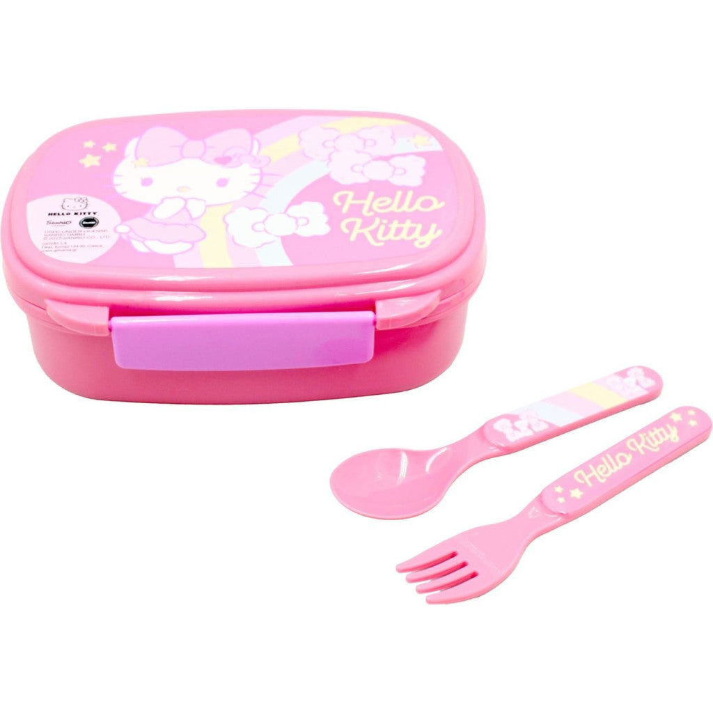Hello Kitty vienradža sviestmaižu kaste + galda piederumu komplekts
