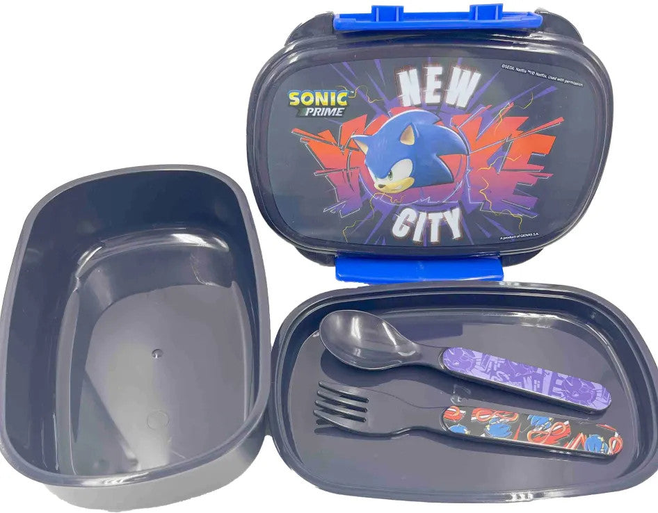 Sonic the Hedgehog Dabū mani Sonic the Hedgehog sviestmaižu kaste + galda piederumu komplekts