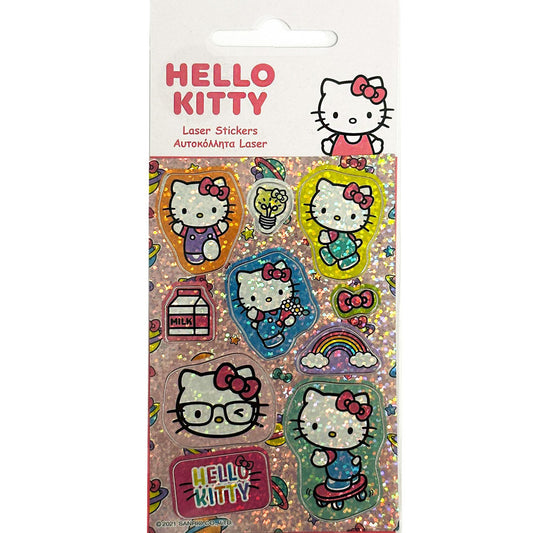 Hello Kitty mirdzošu hologrammu uzlīmju komplekts