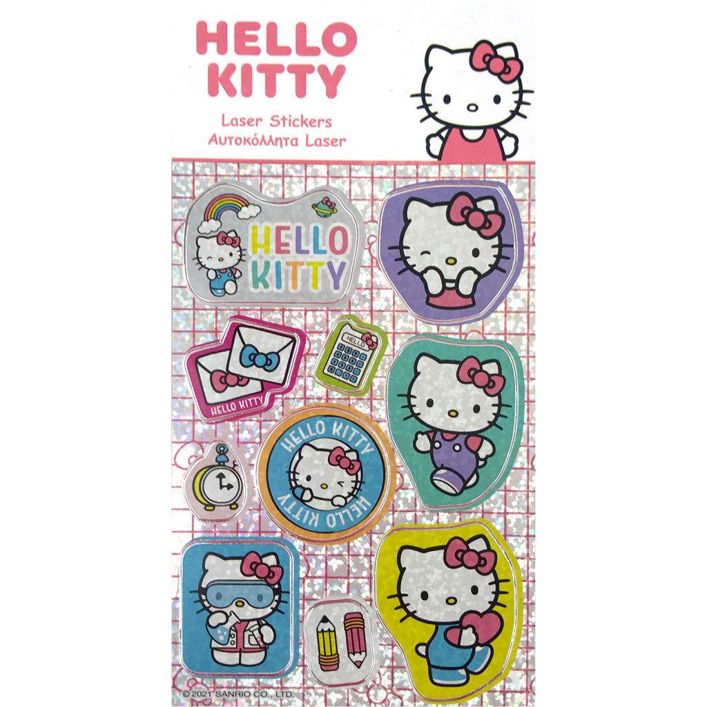 Hello Kitty mirdzošu hologrammu uzlīmju komplekts