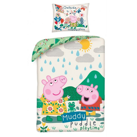 Peppa Pig Muddy gultasveļas pārvalks 140–200 cm, 70–90 cm