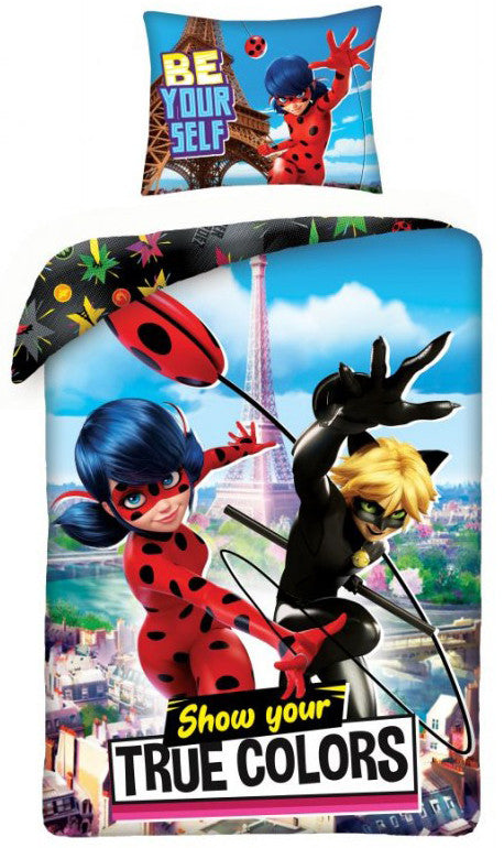Miraculous Ladybug Paris Adventure gultasveļas komplekts 140√ó200cm, 70√ó90cm