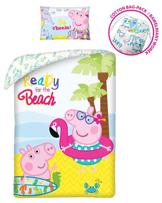 Peppa malac pludmale √°gynem≈±huzat 140√ó200cm, 70√ó90 cm