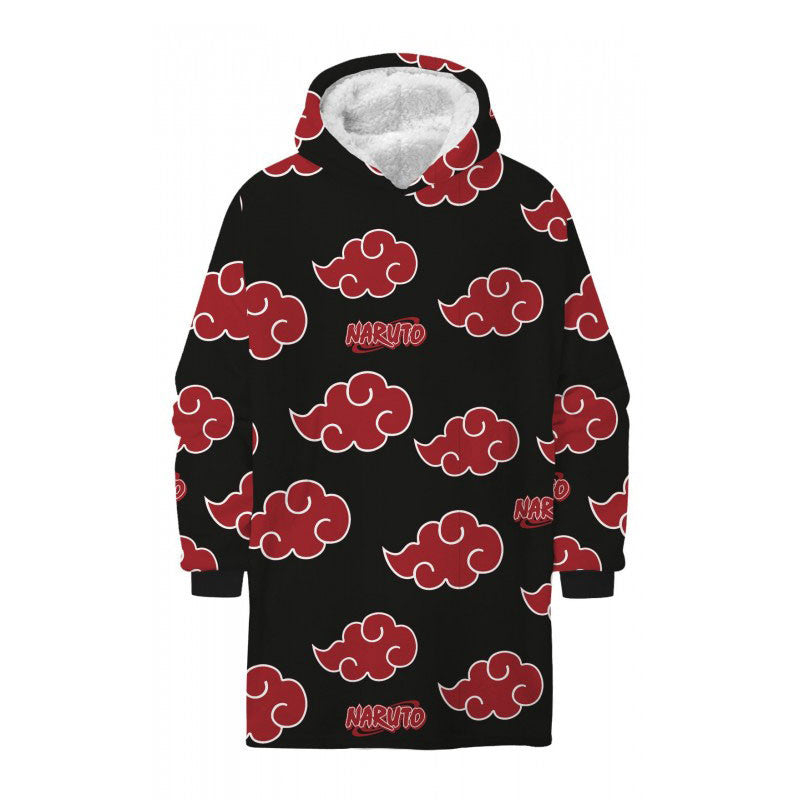 Naruto Akatsuki pieaugušo džemperis ar oderi, šerpu vilnas sega, pončo