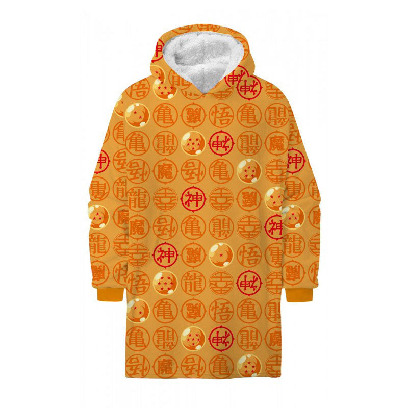 Dragon Ball Zenkai uzvelkama, oderēta šerpu flīsa sega, pončo