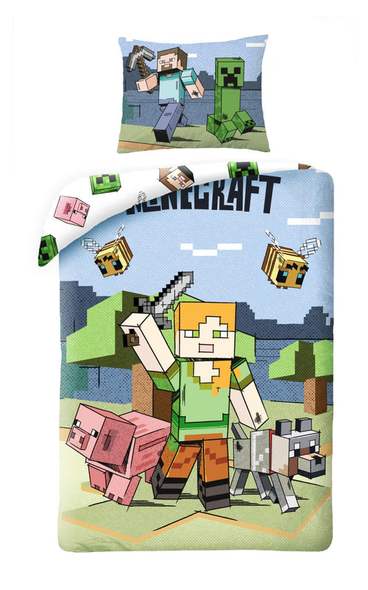 Minecraft Graphic gultasveļas komplekts 140√–200 cm, 70–90 cm mikrošķiedra