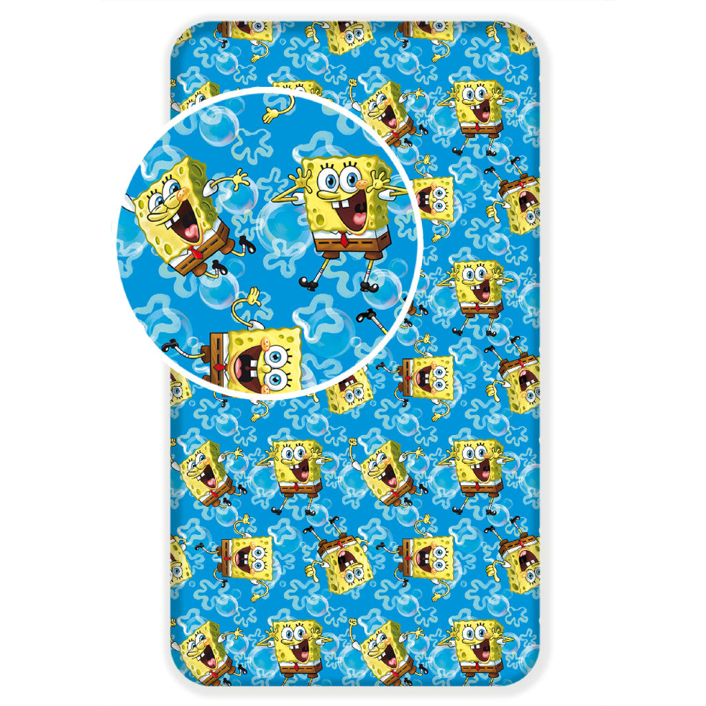 SpongeBob zils palags ar gumiju 90x200 cm