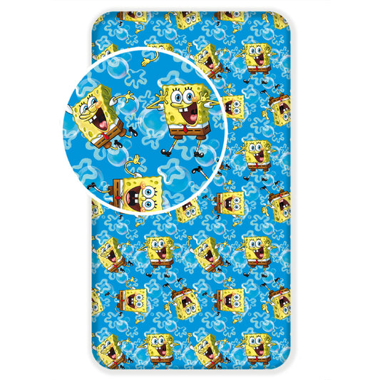 SpongeBob zils palags ar gumiju 90x200 cm