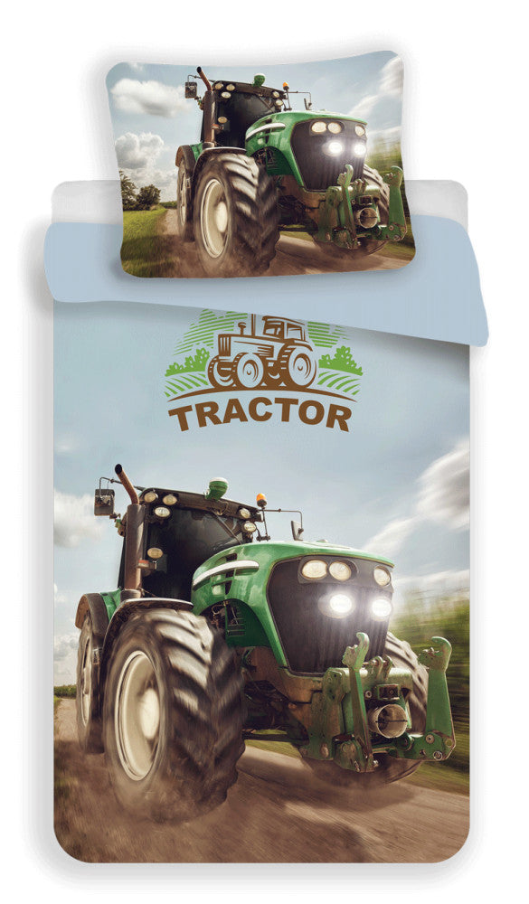 "Tractor Green" gultasveļas komplekts 140x200cm, 70x90 cm, mikrošķiedra