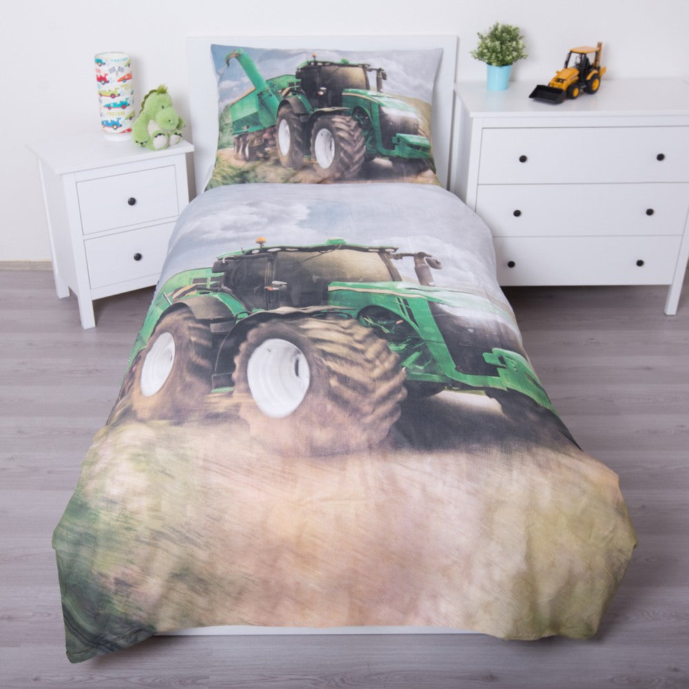 Traktors Traktors, gultas pārklājs 140√–200 cm, 70√–90 cm