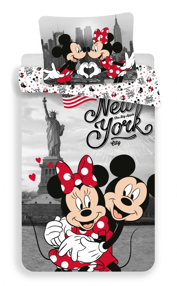 Disney Mickey Minnie New York gultasveļas komplekts 140–200 cm, 50–70 cm