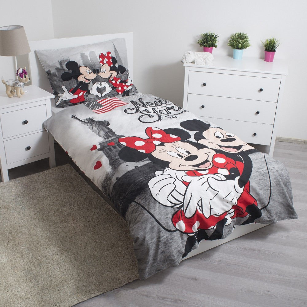 Disney Mickey Minnie New York gultasveļas komplekts 140–200 cm, 50–70 cm