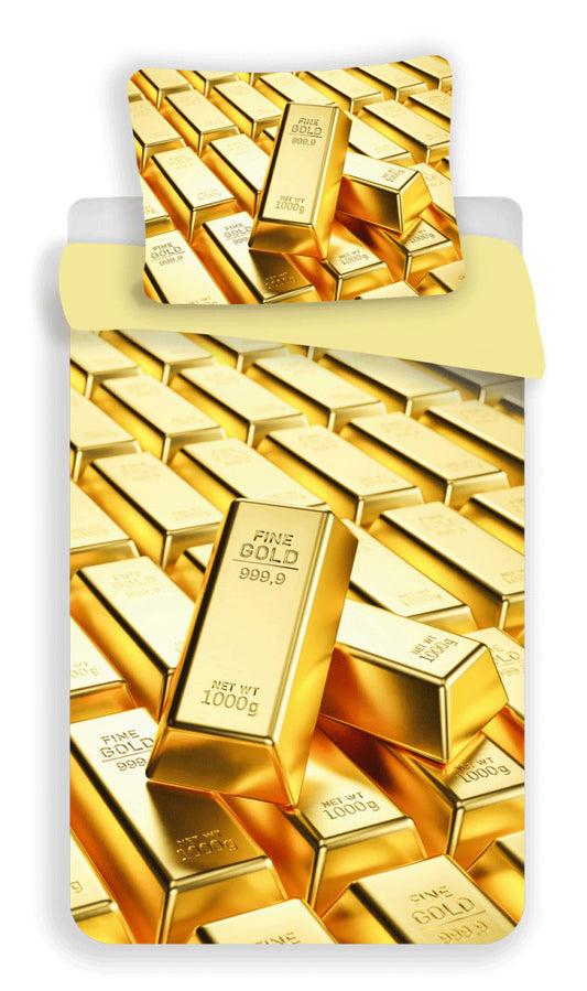 Krāsaini zelta krāsas gultasveļas komplekts "Gold Bar" 140–200 cm, 70 x 90 cm, mikrošķiedra