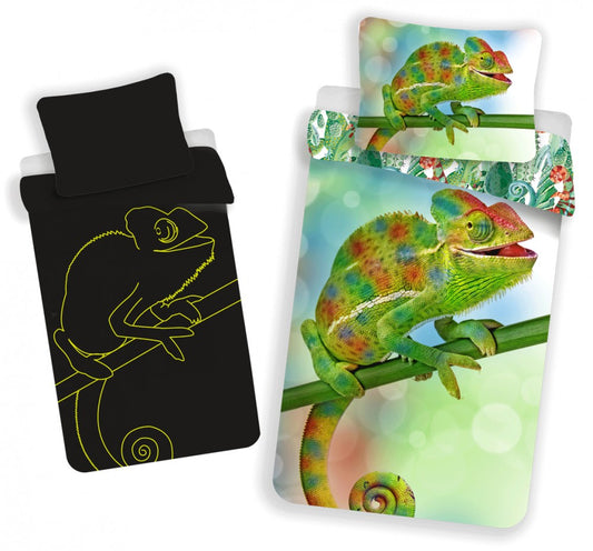 Dzīvnieku hameleona gultasveļas komplekts "Glow-in-the-Dark" 140–200 cm, 70 x 90 cm
