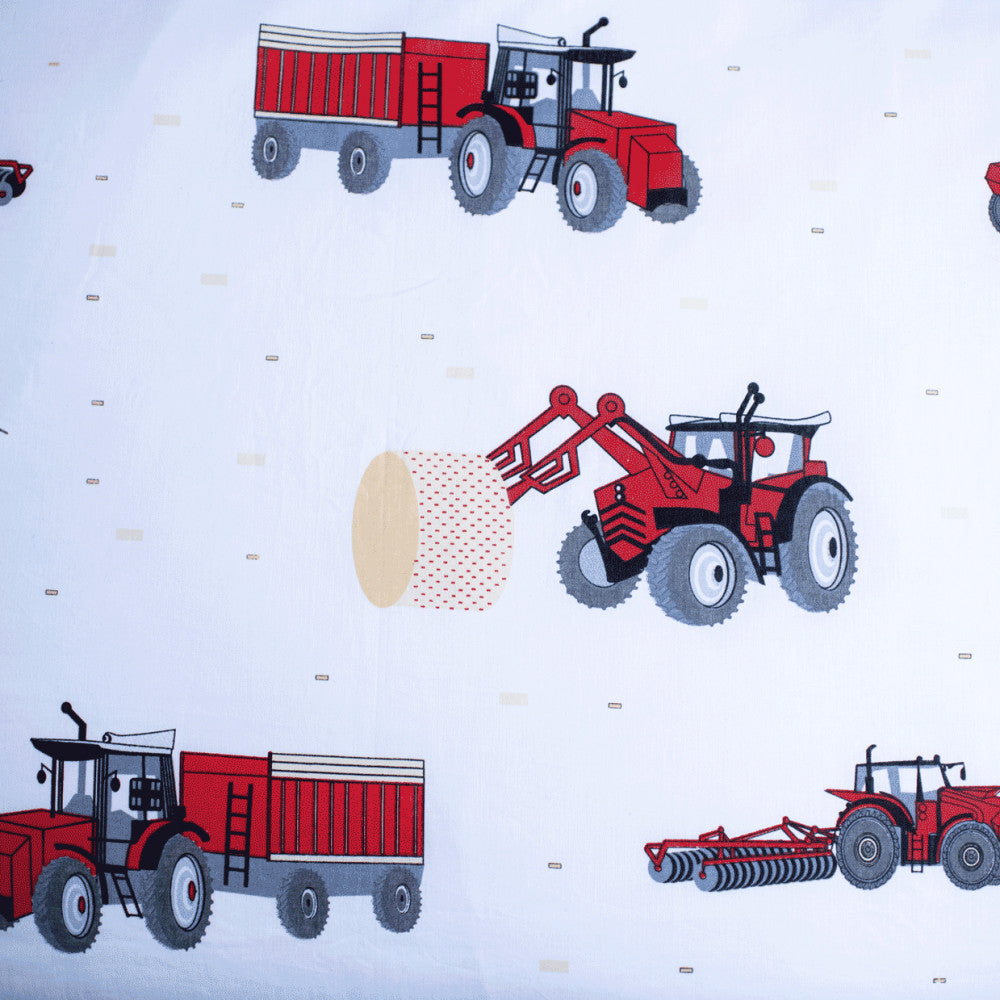Gultasveļas komplekts "Traktors" (tumsā spīdošs), sarkans, 140–200 cm, 70 x 90 cm