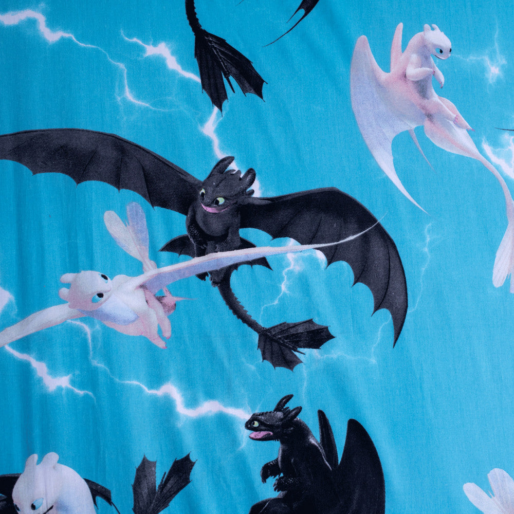 Ģimenes palags "Kā pieradināt pūķi" ar gumiju 90x200 cm