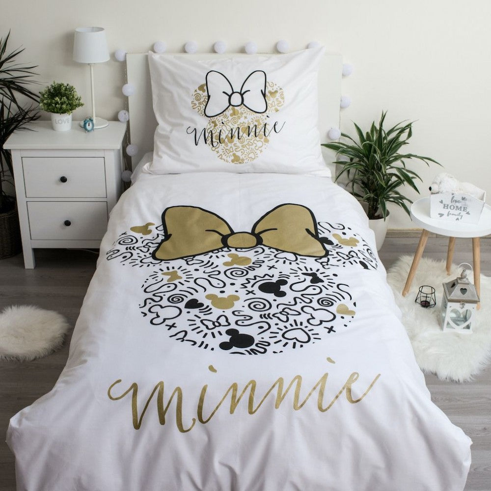 Disney Minnie zelta gultasveļas komplekts 140–200 cm, 70–90 cm