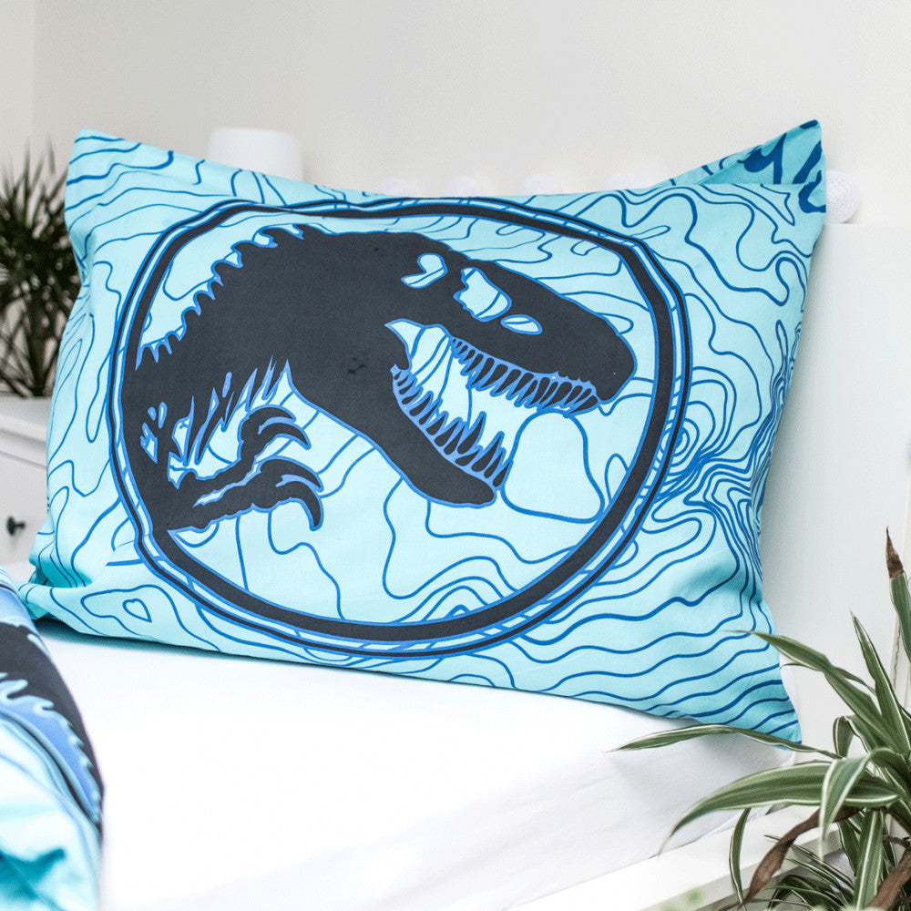 Juras laikmeta pasaules dinozauru izsekotājs, tumsā spīdošs gultasveļas komplekts 140–200 cm, 70 x 90 cm