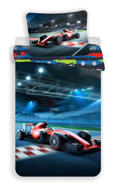 Autosacīkšu zils Formula 1 gultasveļas komplekts 140√π200 cm, 70√π90 cm