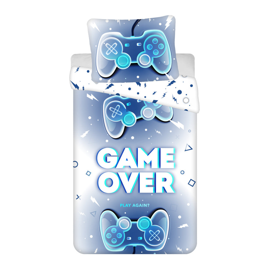Gamer Game Over gultasveļas komplekts 140√ó200cm, 70√ó90cm