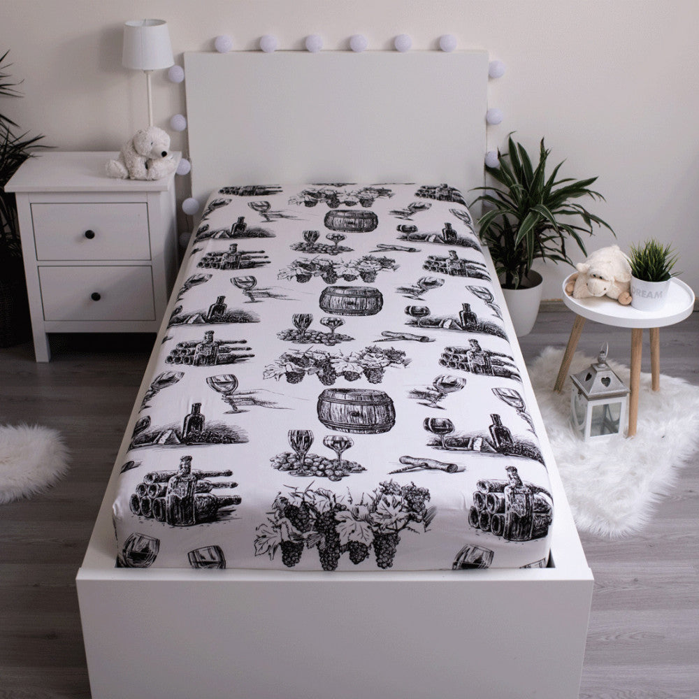 Vīna glāzes palags ar gumiju 90x200 cm