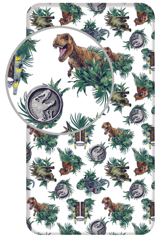 Juras laikmeta pasaules dinozauru karalistes palags ar gumiju 90x200 cm