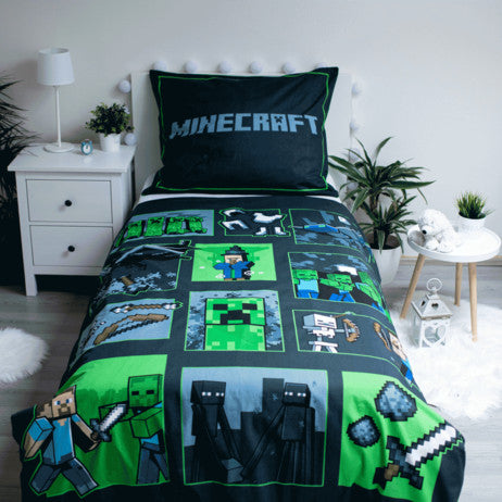 Minecraft Izdzīvošanas režīma gultasveļas komplekts 140√–200 cm, 70–90 cm