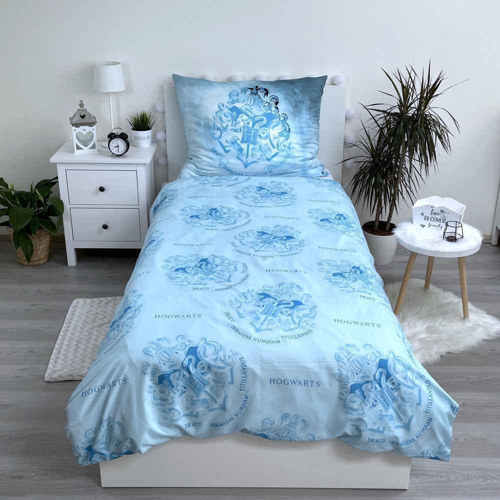 Harija Potera gaiši zils gultasveļas komplekts 140–200 cm, 70–90 cm mikrošķiedra