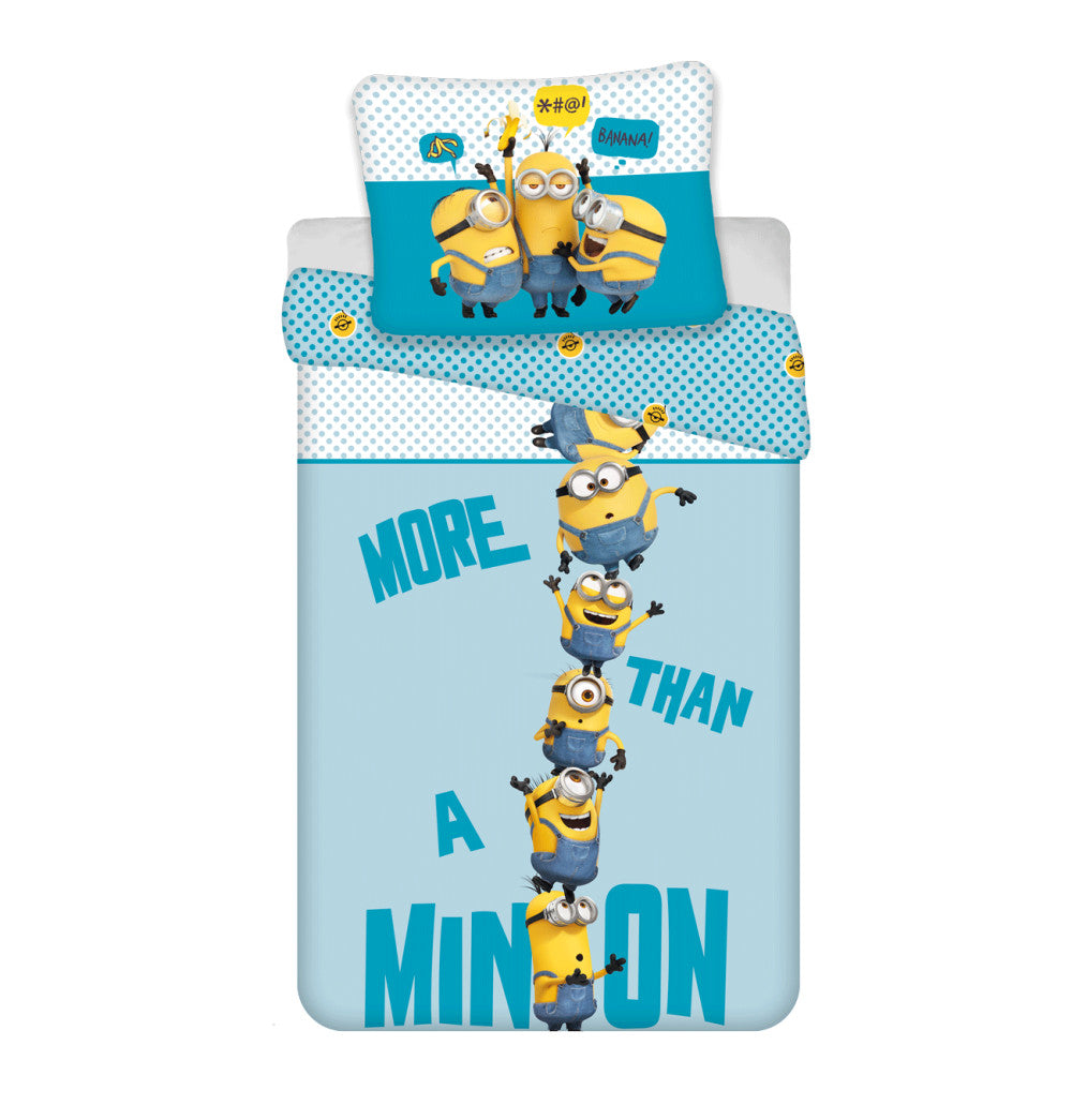 Minions zils gultasveļas komplekts 140√ó200cm, 70√ó90 cm mikrošķiedra