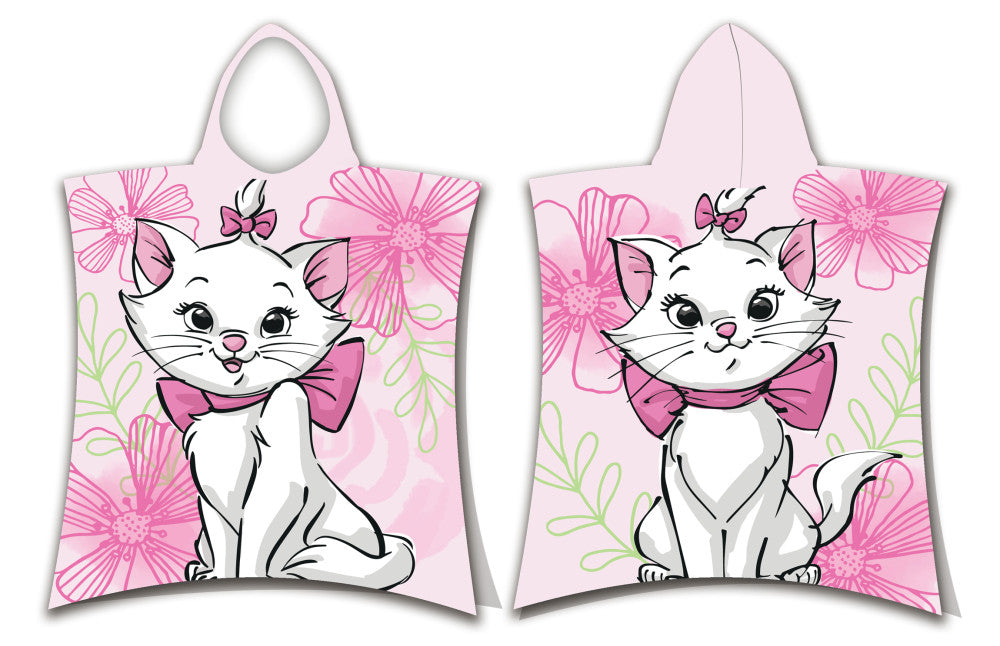 Disney Marie rozā ziedu pludmales dvielis pončo 50x115cm