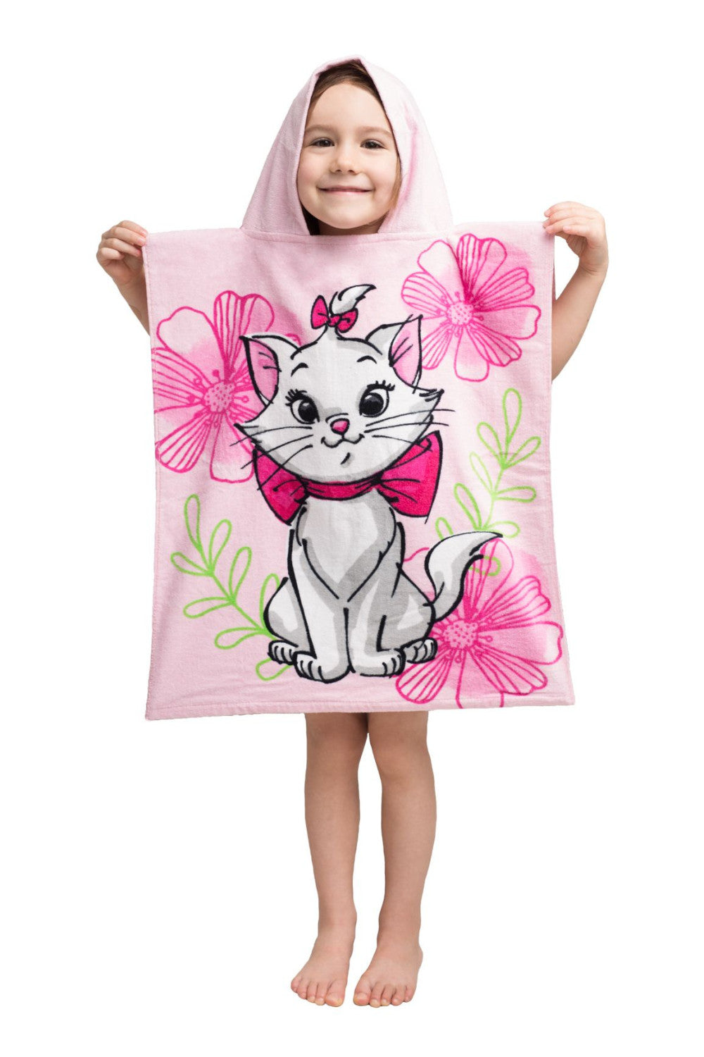 Disney Marie rozā ziedu pludmales dvielis pončo 50x115cm