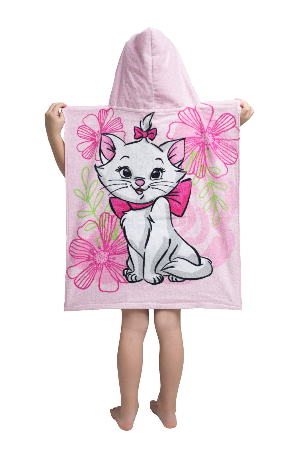 Disney Marie rozā ziedu pludmales dvielis pončo 50x115cm