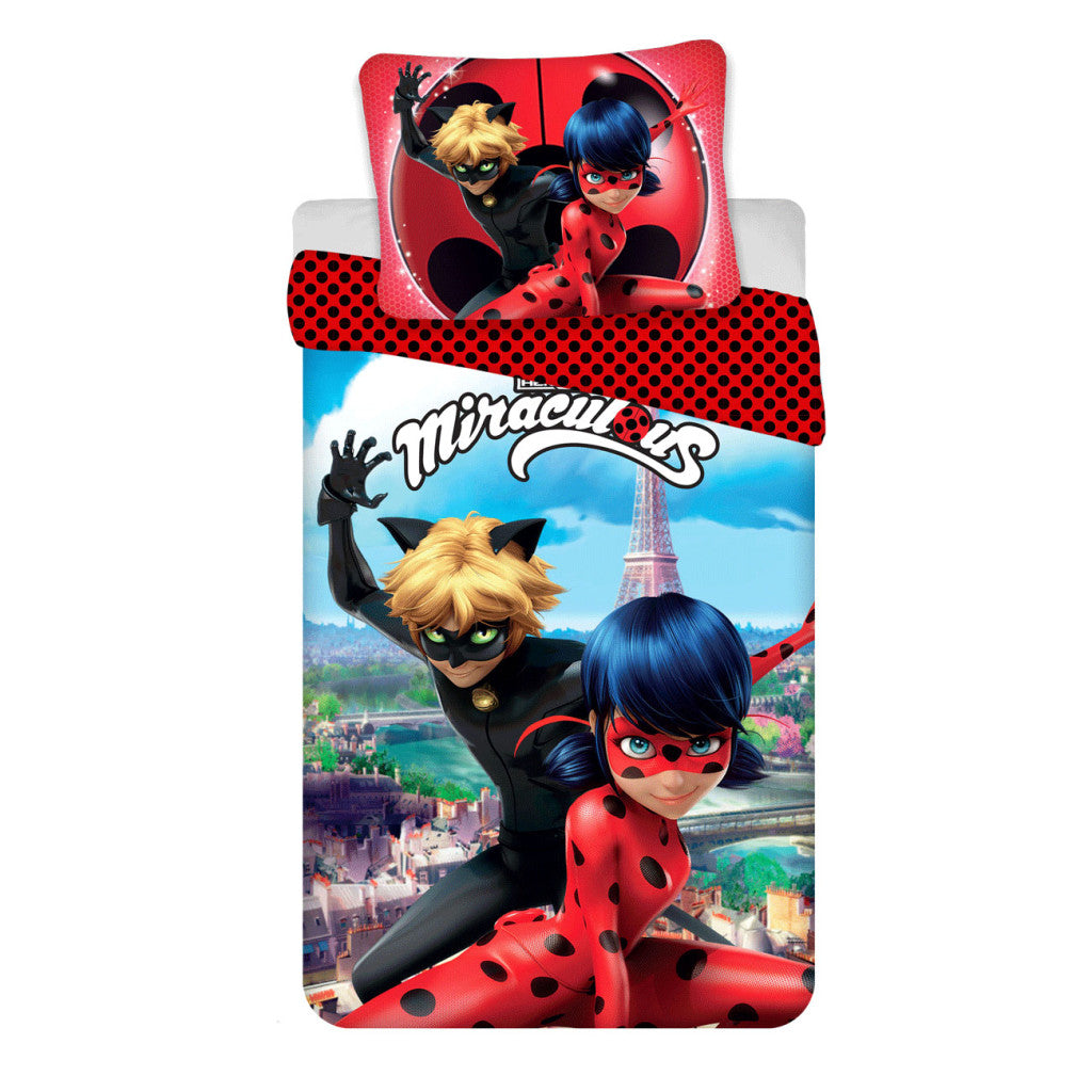 Miraculous Ladybug Paris gultasveļas komplekts 140√ó200cm, 70√ó90cm
