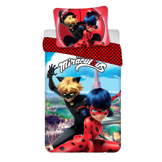 Miraculous Ladybug Paris gultasveļas komplekts 140√ó200cm, 70√ó90cm