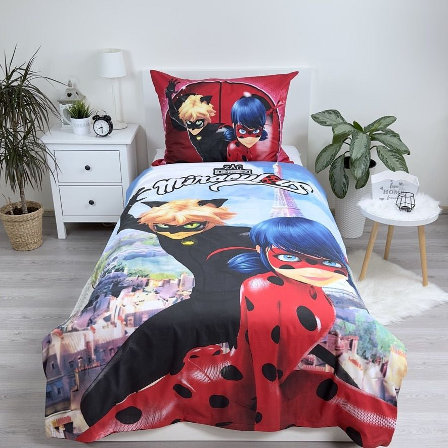 Miraculous Ladybug Paris gultasveļas komplekts 140√ó200cm, 70√ó90cm