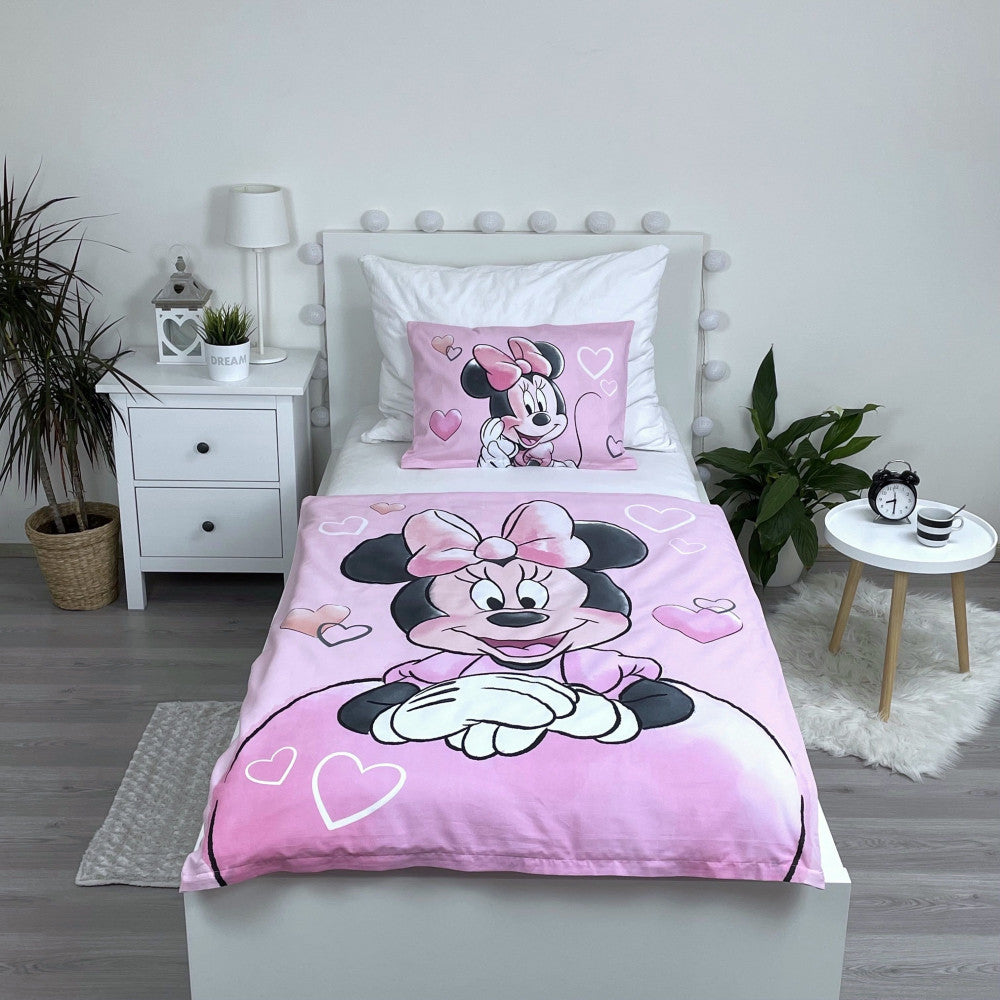 Disney Minnie pūderrozā bērnu gultasveļas komplekts 100–135 cm, 40–60 cm