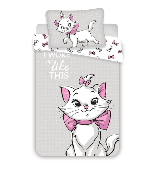 Disney Marie pelēks bērnu gultasveļas komplekts 100–135 cm, 40–60 cm