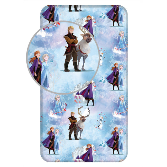 Disney Frozen zila ziemas palags ar gumiju 90x200 cm