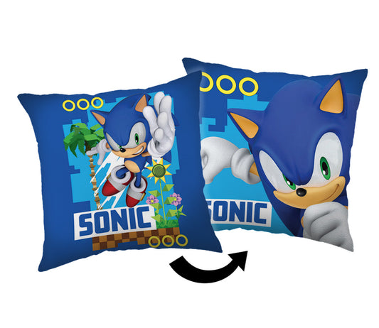 Dekoratīvais spilvens "Sonic the Hedgehog" ar monētu pakaļdzīšanās efektu, 40x40 cm