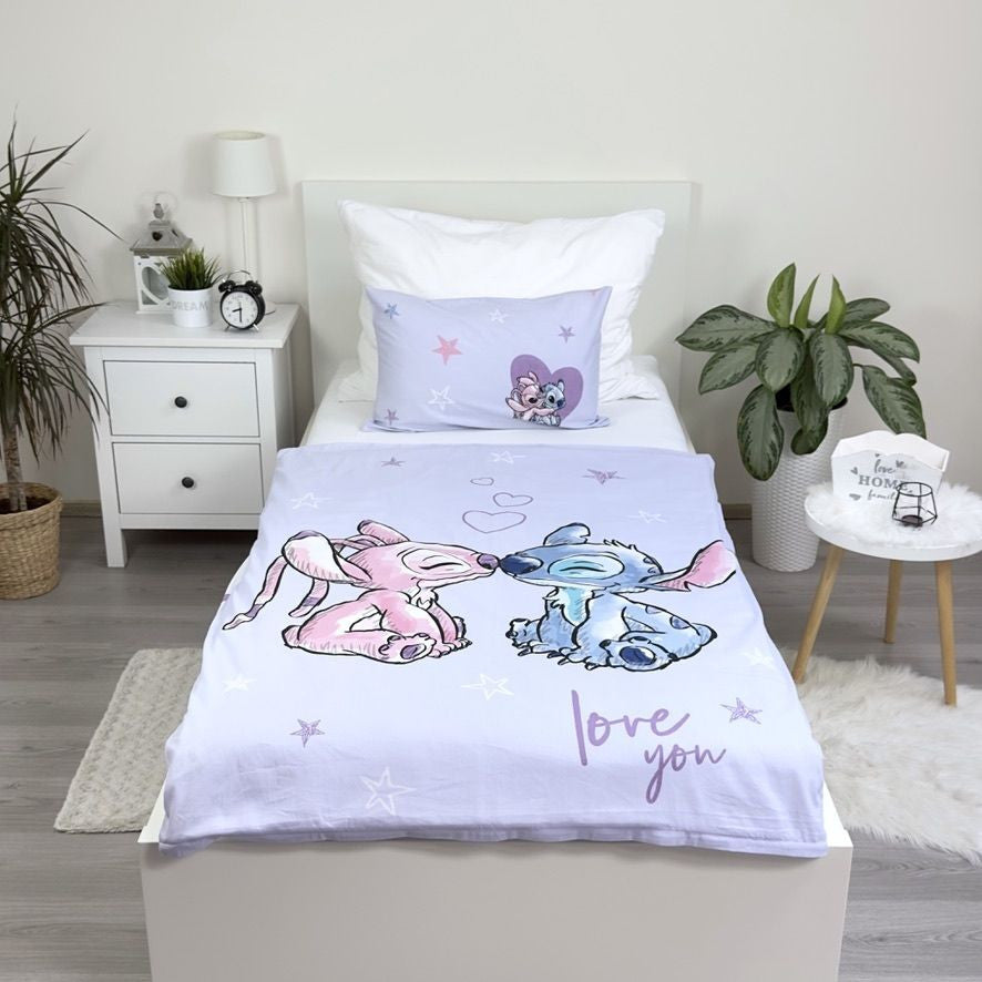 Disney Lilo un Stitch violets bērnu gultasveļas komplekts 100–135 cm, 40–60 cm