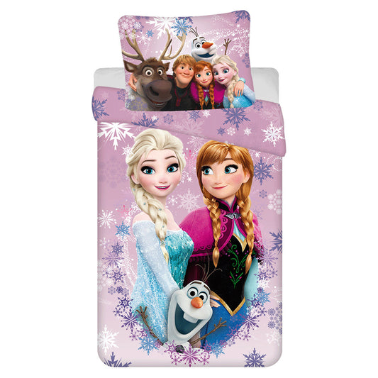 Disney Frozen rozā-violeta gultasveļas komplekts 140√ó200cm, 70√ó90cm