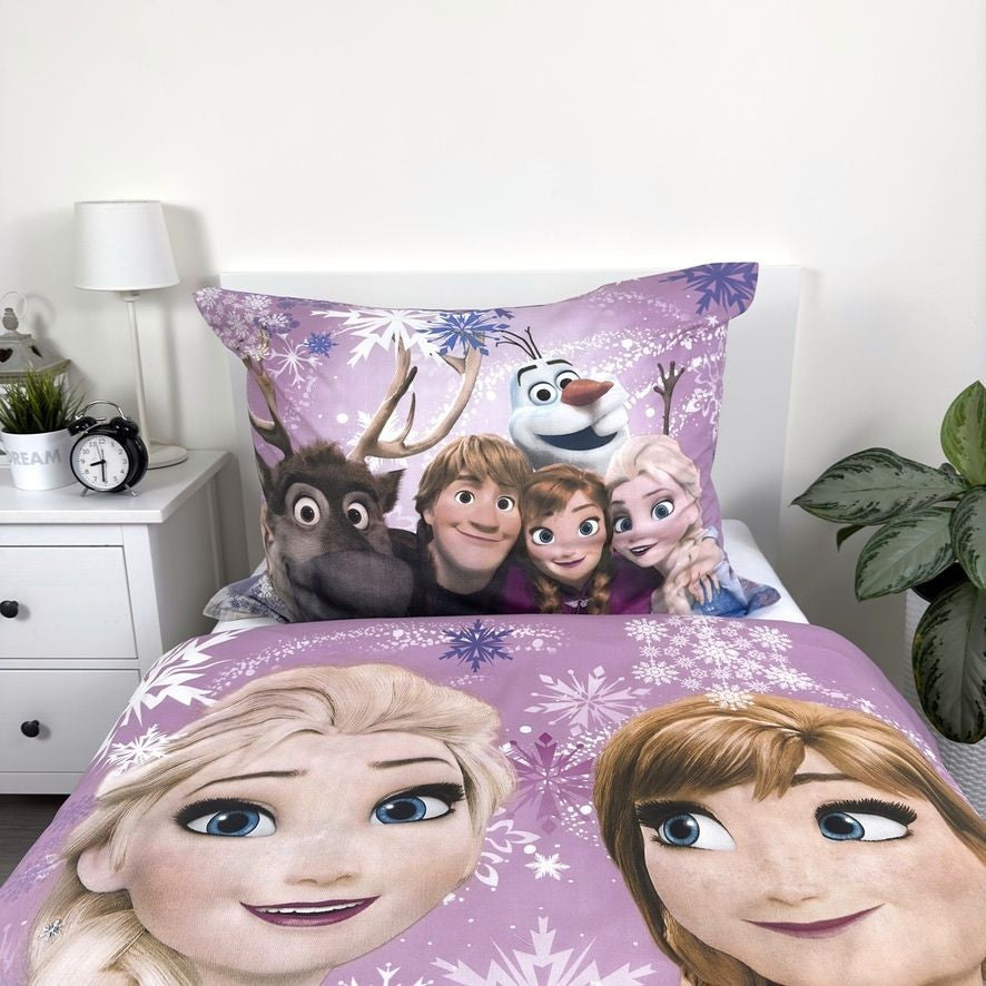 Disney Frozen rozā-violeta gultasveļas komplekts 140√ó200cm, 70√ó90cm